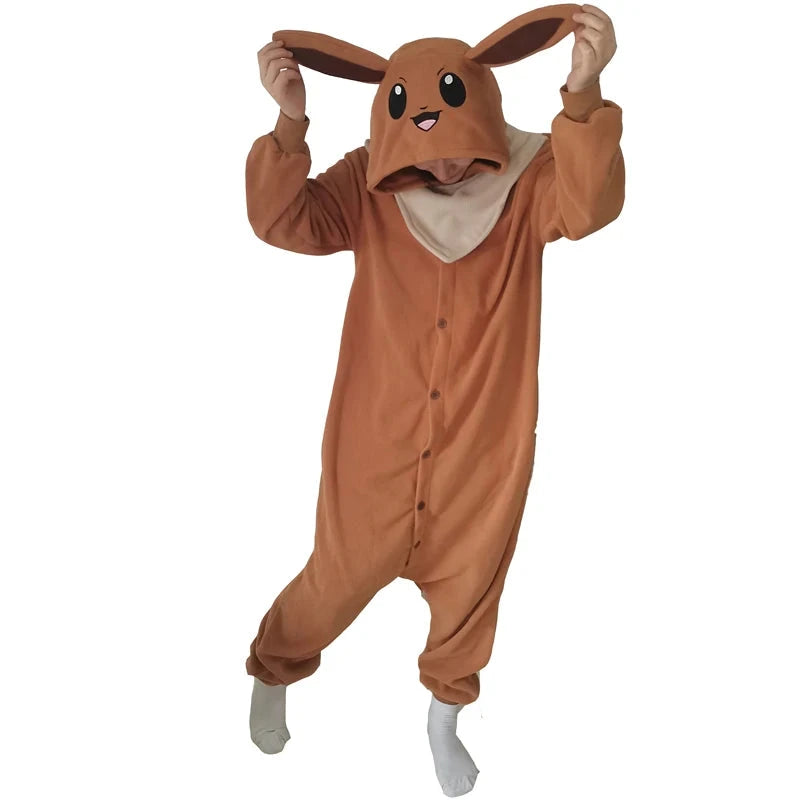 Combinaison Pyjama Pokémon Évoli Marron Polaire Adulte - 2