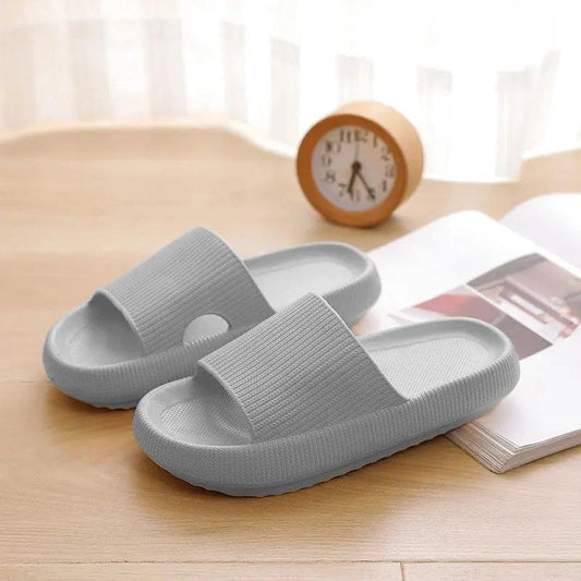 Women Thick Platform Cloud Slippers - Gray