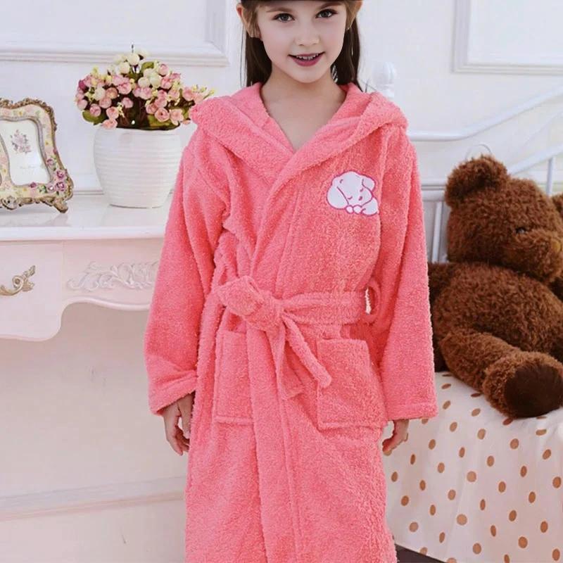 Children's Thick Version Pink Bathrobe
