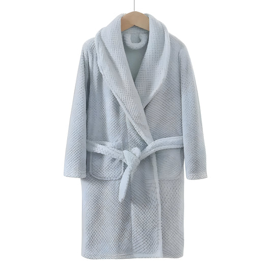 Peignoir Enfant Bleu Ciel - Polaire Douce Texture Gaufrée
