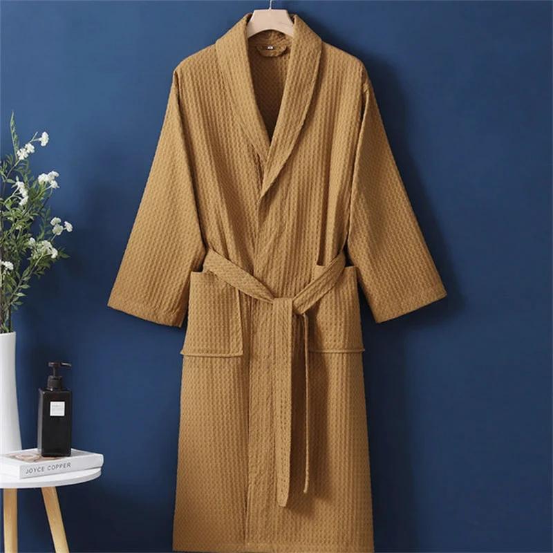 Robe de chambre Femme en coton gaufré - Camel (Variante C)