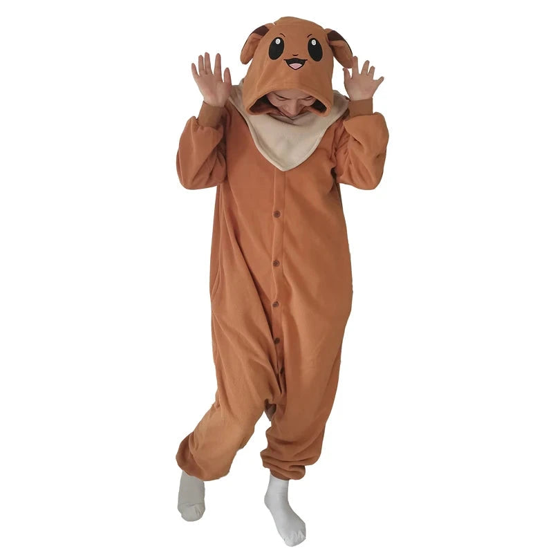 Combinaison Pyjama Pokémon Évoli Marron Polaire Adulte - 5
