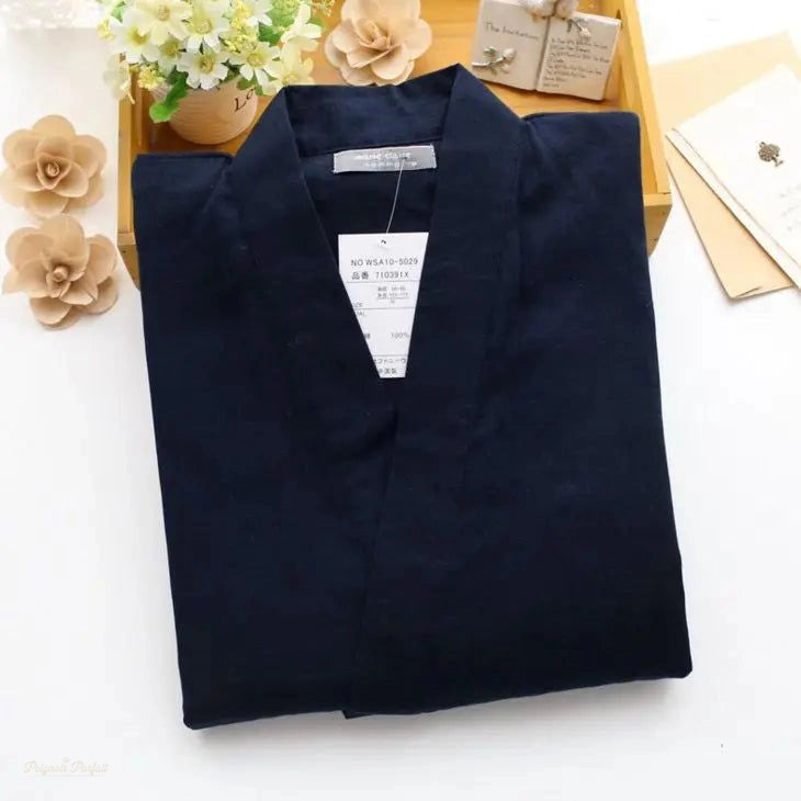 Ensemble Pyjama Kimono Coton Bleu Nuit Homme - Bleu Nuit - M