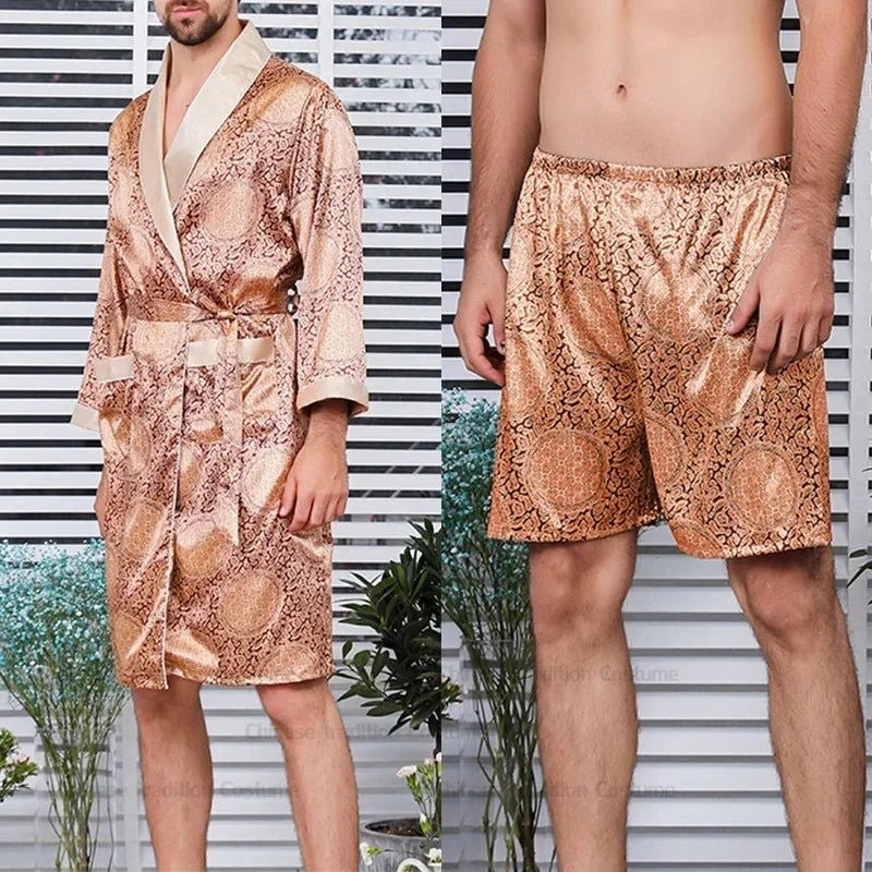 Ensemble pyjama satiné homme Or Satiné 3XL-5XL - Or Satiné - M