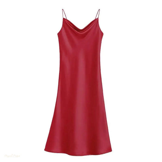 Nuisette Satin Rouge Écarlate Femme Luxe - Rouge Écarlate - M