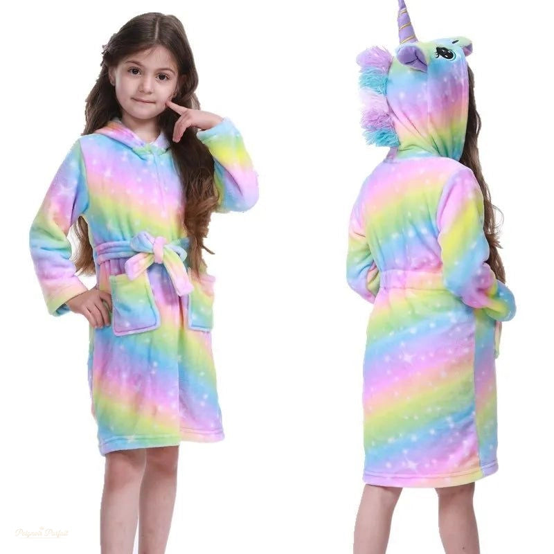 Peignoir à capuche enfant arc-en-ciel licorne - Arc-en-ciel - 160cm (10-11 ans)