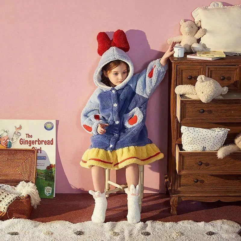 Peignoir à Capuche Enfant Bleu Clair Et Polaire Douce - Bleu Clair Et - 130cm (7-8 ans) - 6