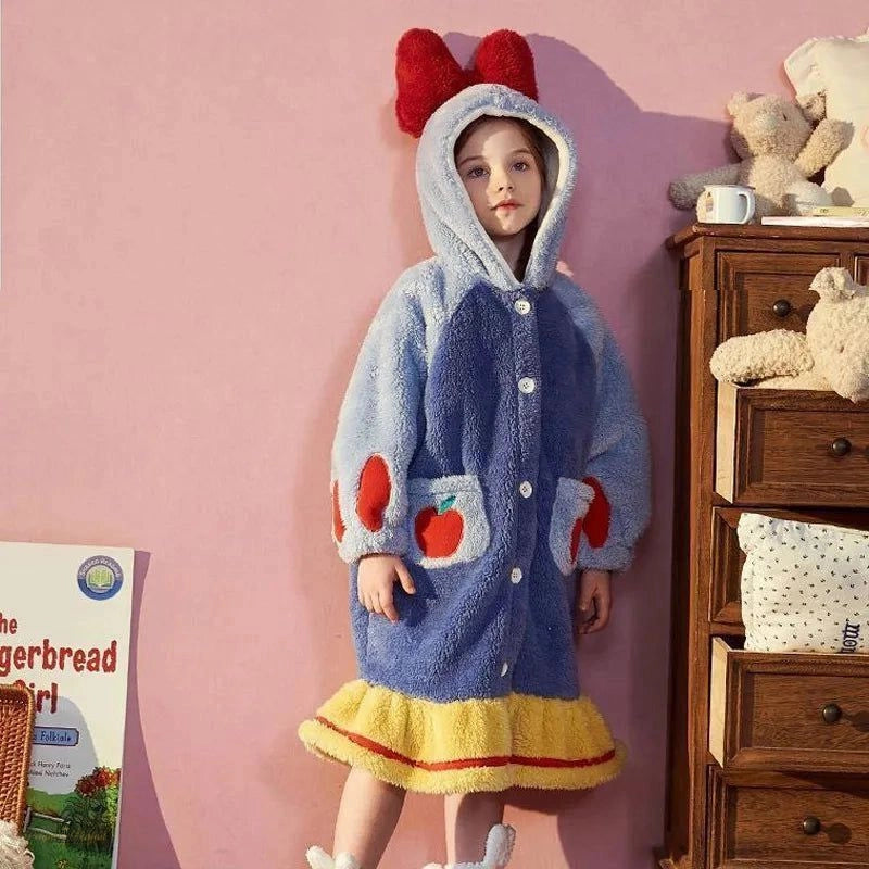 Peignoir à Capuche Enfant Bleu Clair Et Polaire Douce