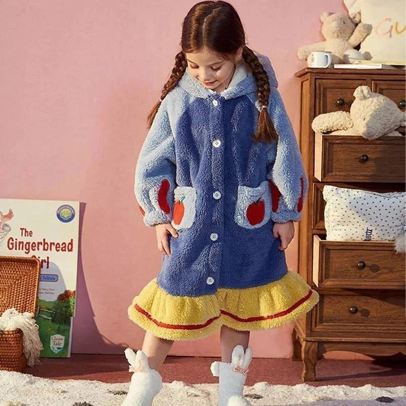 Peignoir à Capuche Enfant Bleu Clair Et Polaire Douce - 2