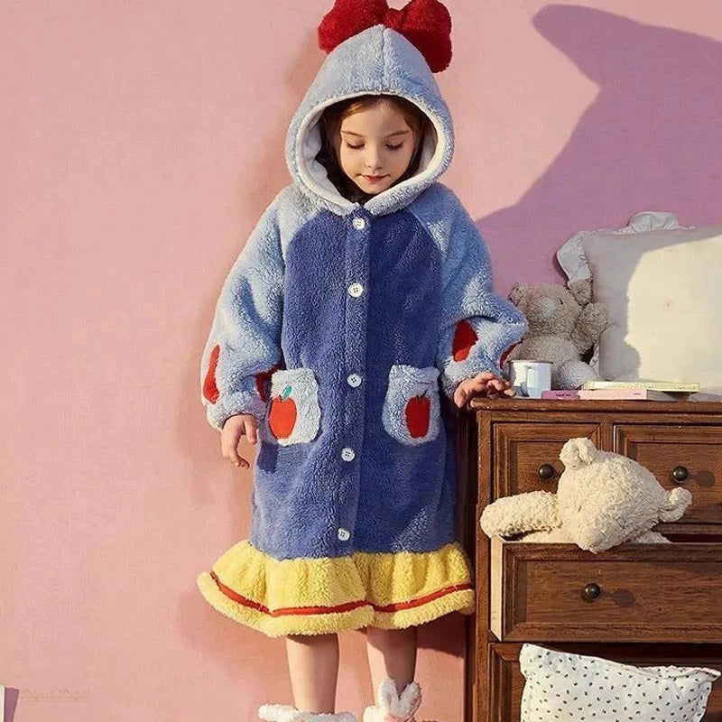 Peignoir à Capuche Enfant Bleu Clair Et Polaire Douce - 3