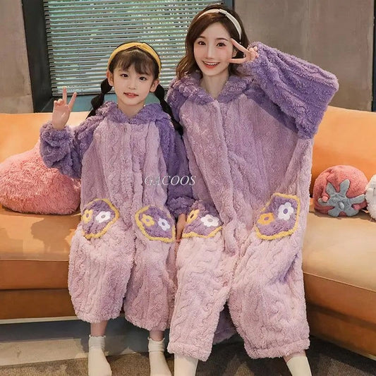 Peignoir à Capuche Enfant Violet Lavande - Doux & Chaud - Violet Lavande - Taille 8 (85-105cm)