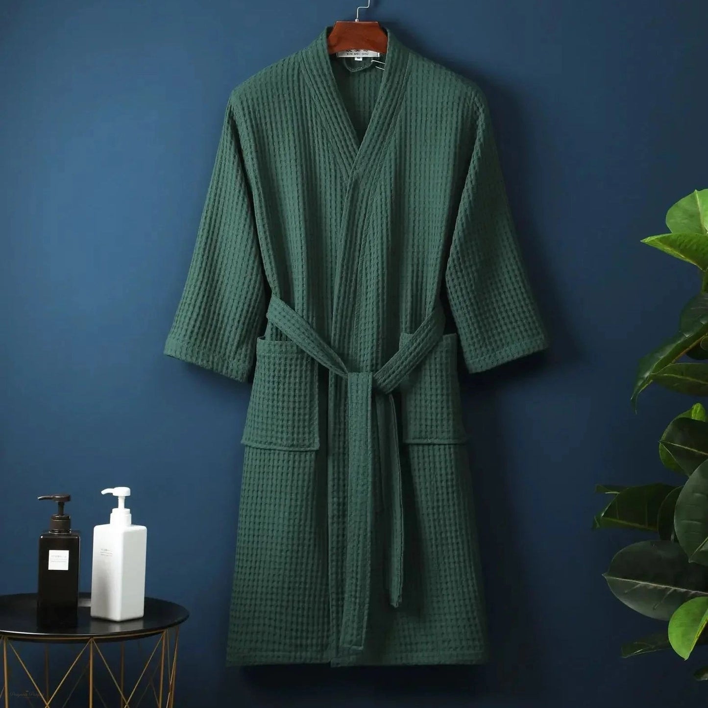 Peignoir Coton Gaufré Vert Forêt Homme Femme - Vert Forêt - M