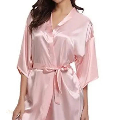 Peignoir court satin femme rose poudré - Rose Poudré - XXL