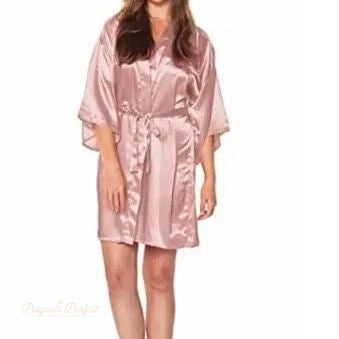Peignoir court satin rose femme - Kimono élégant - Rose Satiné - XL
