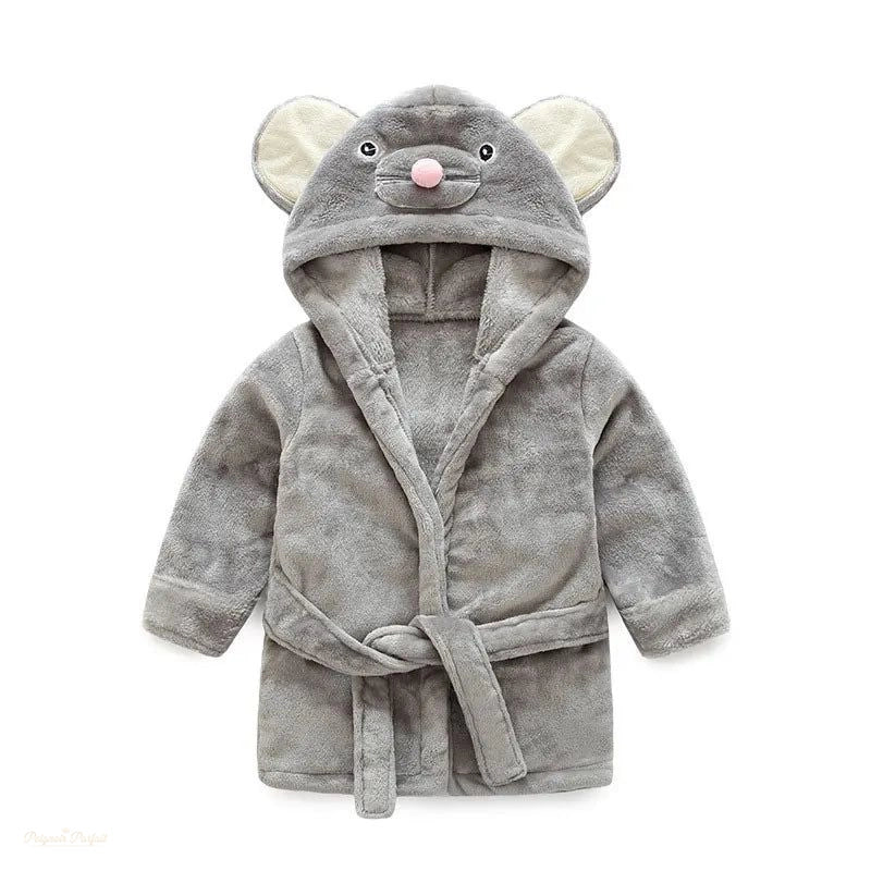 Peignoir enfant à capuche flanelle gris souris - Gris Souris - 6 ans