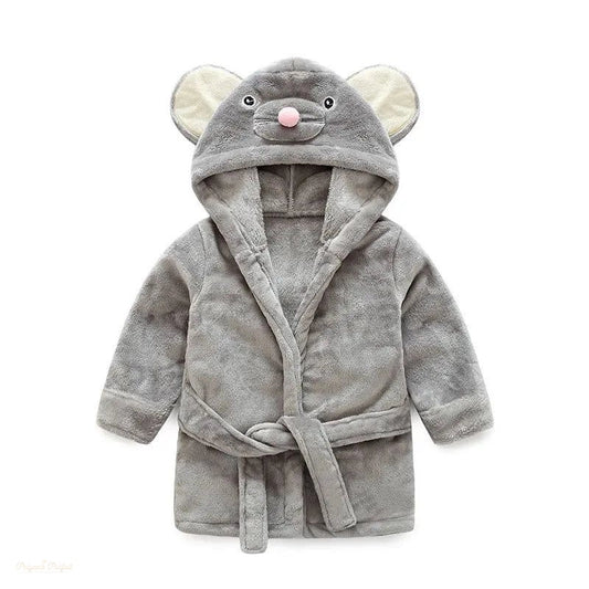 Peignoir enfant à capuche flanelle gris souris - Gris Souris - 6 ans