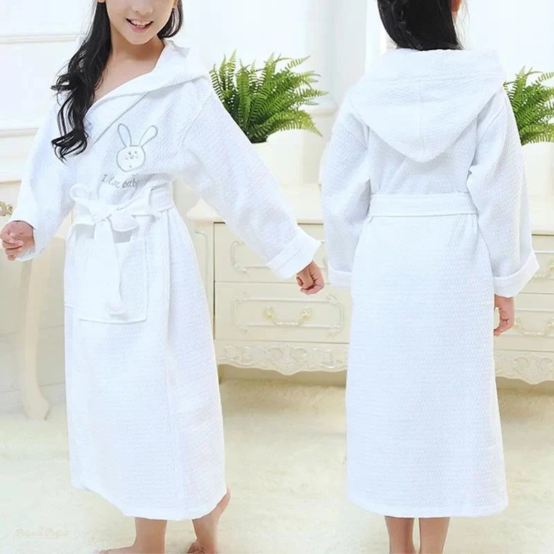 Peignoir Enfant Blanc Neige Coton Gaufrette - Blanc Neige - L