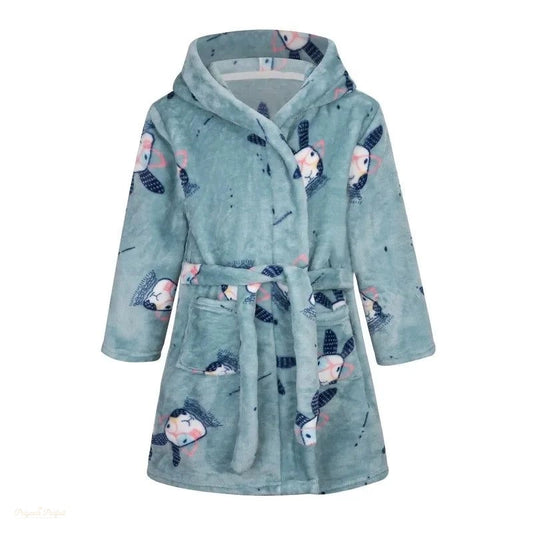 Peignoir Enfant Bleu Canard Flanelle Capuche - Bleu Canard - 90 (2-3 ans)