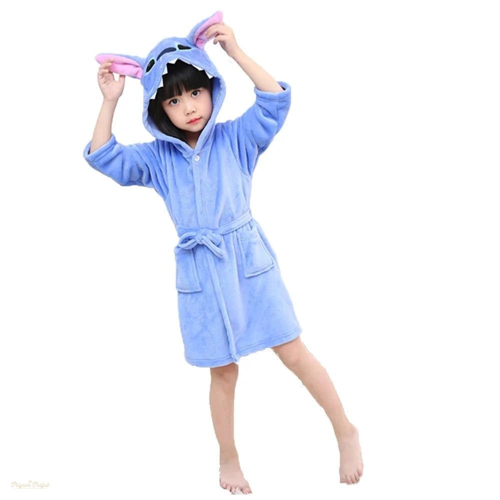Peignoir Enfant Bleu Ciel Peluche Flanelle Hiver - 3