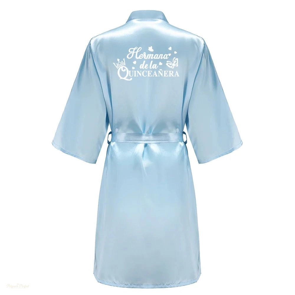 Peignoir Enfant Bleu Ciel Satiné Anniversaire - Bleu Ciel Satiné - XXXXL
