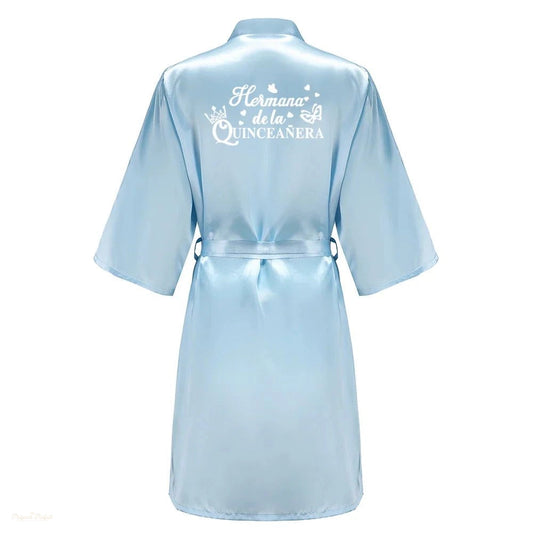 Peignoir Enfant Bleu Ciel Satiné Anniversaire - Bleu Ciel Satiné - XXXXL