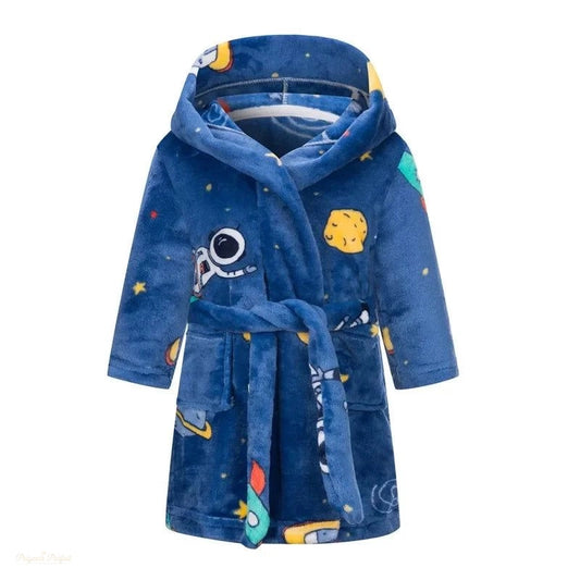 Peignoir Enfant Bleu Cosmos Capuche Polaire - Bleu Cosmos - 100 (3-4 ans)