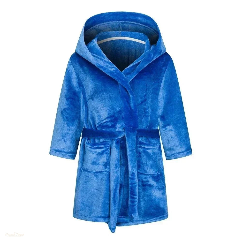 Peignoir Enfant Bleu Électrique Flanelle Douce - Bleu Électrique - 120 (5-6 ans)