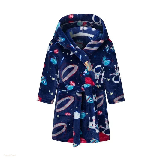 Peignoir Enfant Bleu Nuit Espace Flanelle Douce - Bleu Nuit Espace - 120 (5-6 ans)