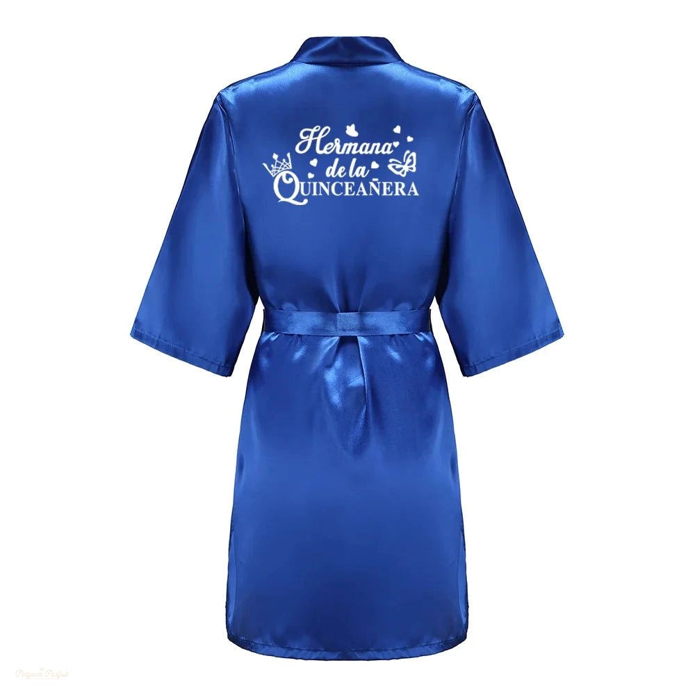 Peignoir Enfant Bleu Roi Satiné Quinceañera - Bleu Roi Satiné - XXXXL