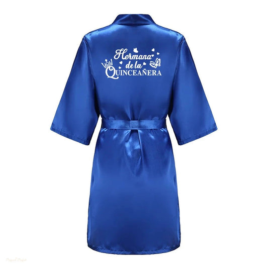 Peignoir Enfant Bleu Roi Satiné Quinceañera - Bleu Roi Satiné - XXXXL