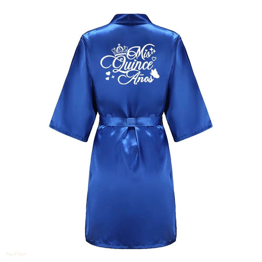 Peignoir Enfant Bleu Royal Satin Quincéañera - Bleu Royal - XXXXL