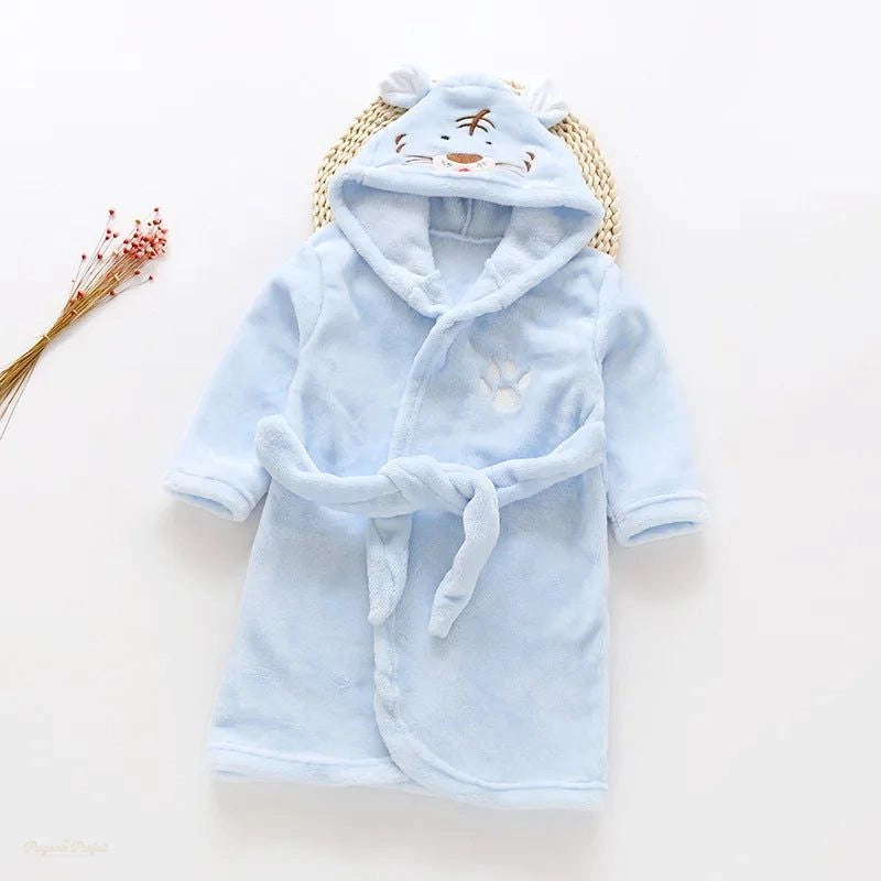 Peignoir Enfant Capuche Flanelle Bleu Bébé - Bleu Bébé - 4 ans (110cm)
