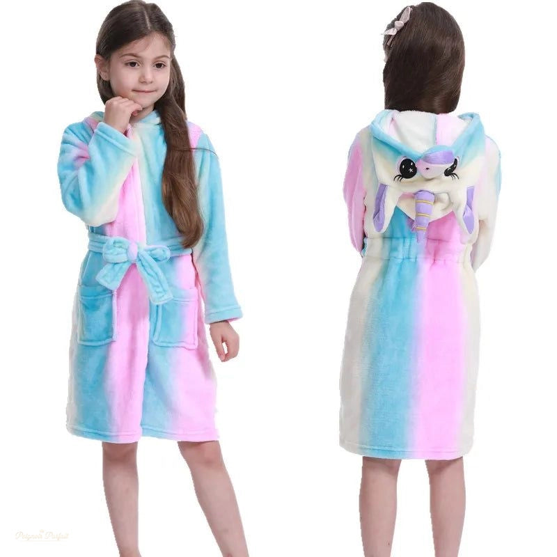 Peignoir Enfant Capuche Polaire Rose Bleu Arc-en-ciel - Rose, Bleu Et - 100cm (2-3 ans)