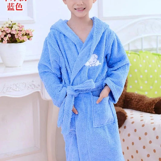 Peignoir enfant coton épais bleu clair - Bleu Clair - M