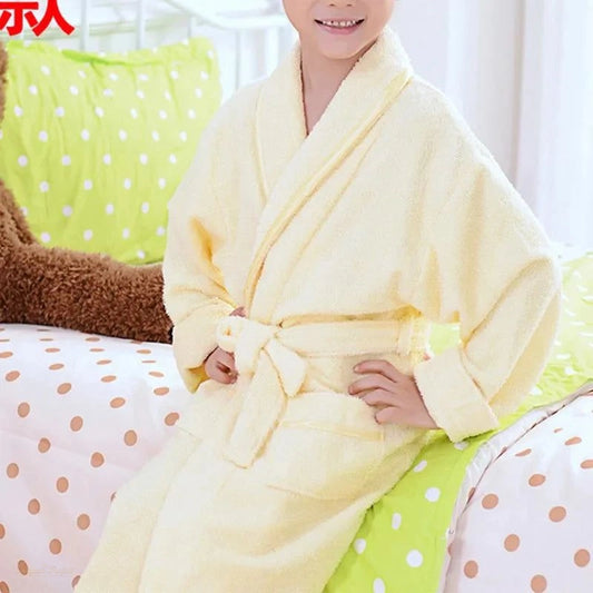 Peignoir Enfant Coton Jaune Clair Doux - Automne Hiver - Jaune Clair Doux - M