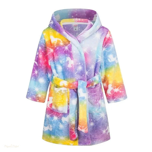 Peignoir Enfant Flanelle Arc-en-ciel Cosmique À Capuche - Arc-en-ciel Cosmique - 140 (7-8 ans)