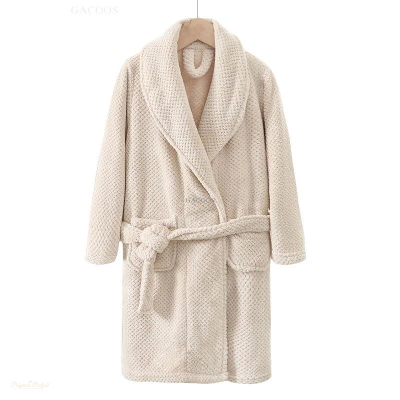 Peignoir Enfant Flanelle Beige Clair Chaud Doux - Beige Clair - 8 ans