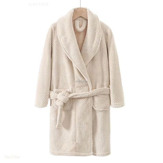 Peignoir Enfant Flanelle Beige Clair Chaud Doux - Beige Clair - 8 ans