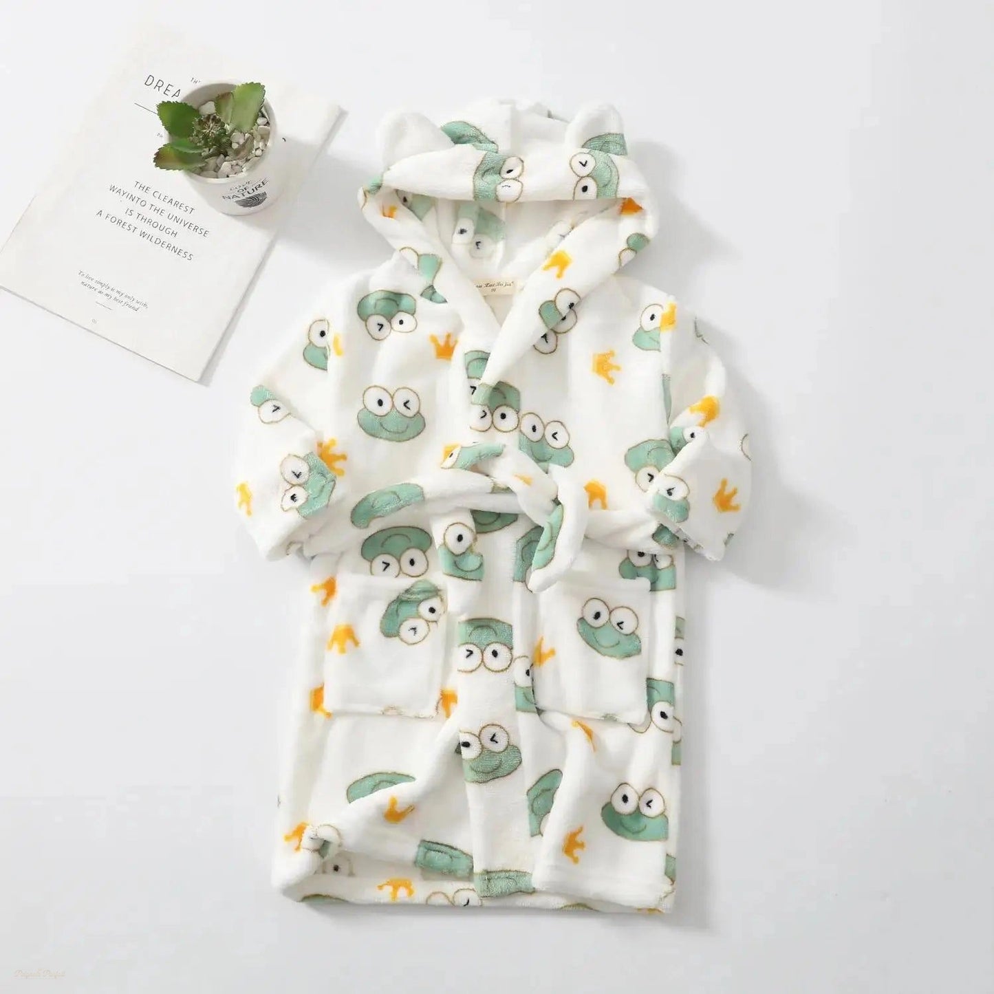 Peignoir Enfant Flanelle Blanc Aux Motifs Cartoon - Blanc Aux Motifs - 4 ans (110cm)