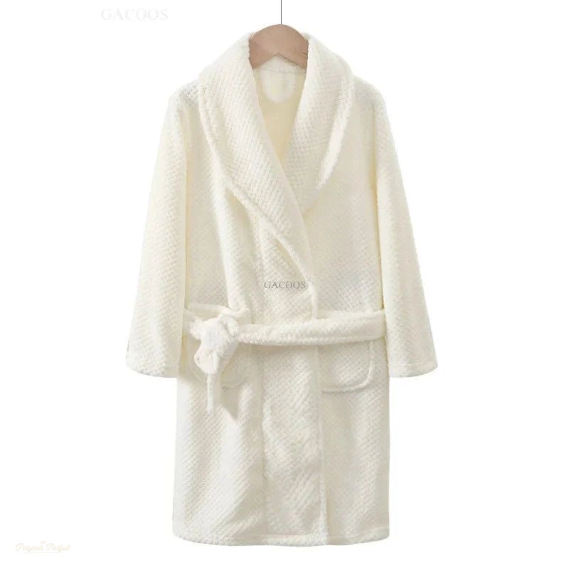 Peignoir Enfant Flanelle Blanc Chaud Confortable - Blanc Chaud - 8 ans
