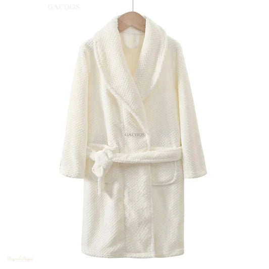 Peignoir Enfant Flanelle Blanc Chaud Confortable - Blanc Chaud - 8 ans