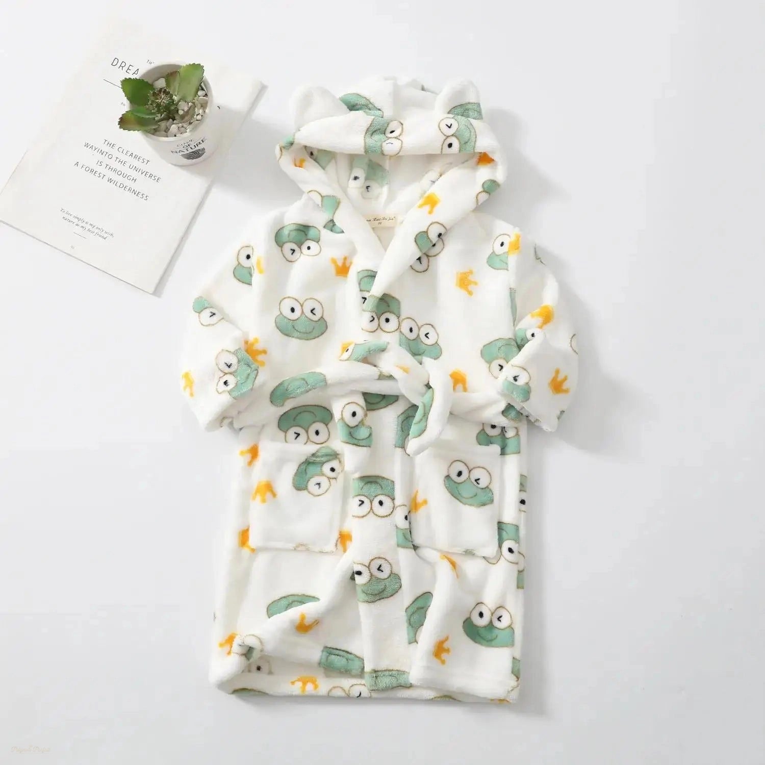 Peignoir Enfant Flanelle Blanc Coton Capuche - Blanc Coton - 3 ans (100cm)