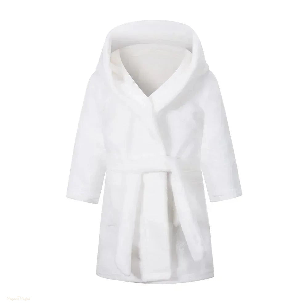 Peignoir Enfant Flanelle Blanc Pur - Confortable - Blanc Pur - 110 (4-5 ans)