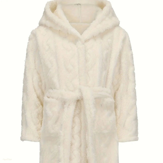 Peignoir Enfant Flanelle Blanc Pur - Confortable et Chaud - Blanc Pur - 100cm (3-4 ans)