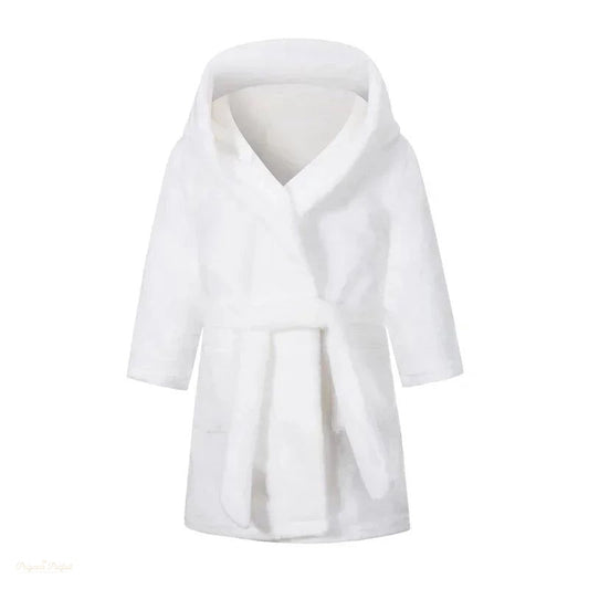 Peignoir Enfant Flanelle Blanc Pur - Robe de Chambre - Blanc Pur - 90cm (2 ans)