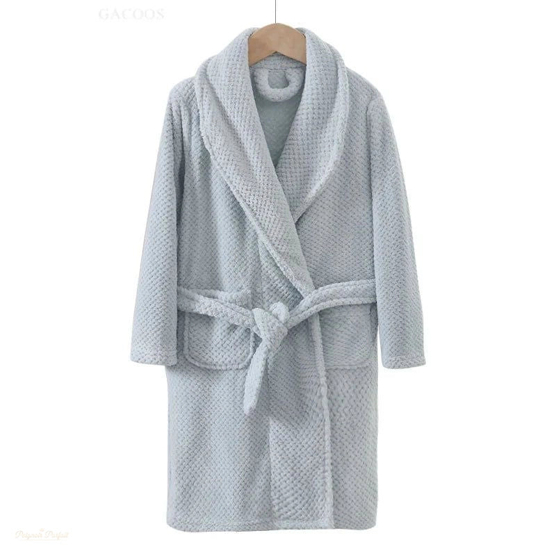 Peignoir Enfant Flanelle Bleu Clair Velours Chaud - Bleu Clair Velours - 8 ans