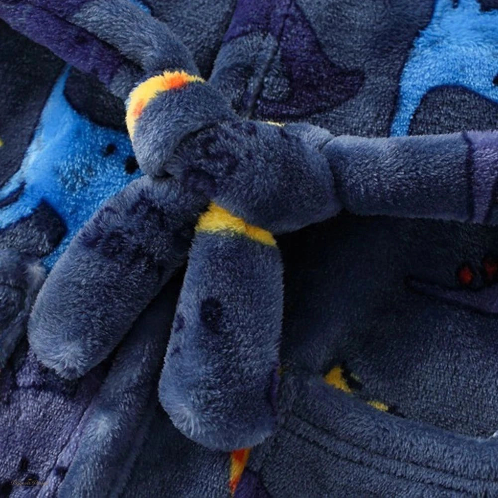 Peignoir Enfant Flanelle Bleu Dinosaure - 5