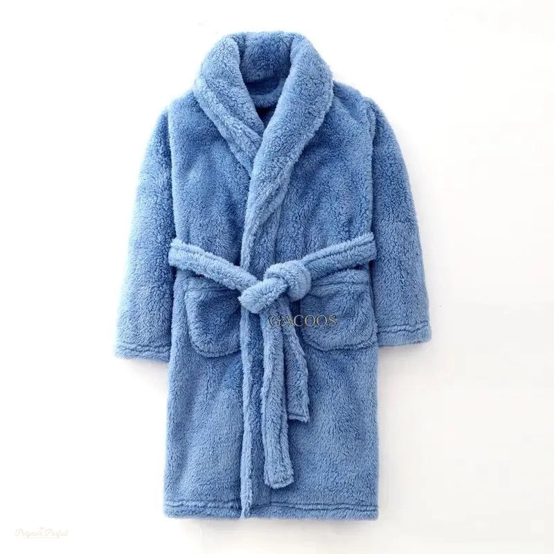 Peignoir Enfant Flanelle Bleu Océan - Chaud et Doux - Bleu Océan - 18 ans