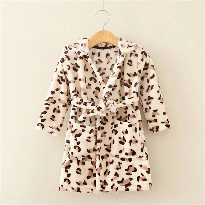 Peignoir Enfant Flanelle Léopard Brun - Léopard Brun - 4 ans