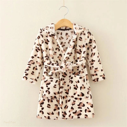 Peignoir Enfant Flanelle Léopard Brun - Léopard Brun - 4 ans
